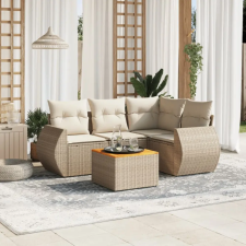 vidaXL 5 részes bézs polyrattan kerti ülőgarnitúra párnákkal kerti bútor