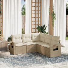 vidaXL 5 részes bézs polyrattan kerti ülőgarnitúra párnákkal kerti bútor