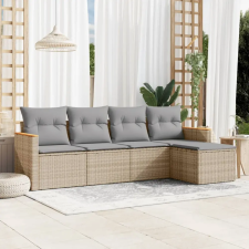 vidaXL 5 részes bézs polyrattan kerti ülőgarnitúra párnákkal kerti bútor