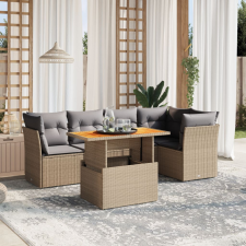 vidaXL 5 részes bézs polyrattan kerti ülőgarnitúra párnákkal kerti bútor