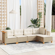 vidaXL 5 részes bézs polyrattan kerti ülőgarnitúra párnákkal kerti bútor