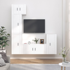vidaXL 5 részes fehér szerelt fa TV-szekrényszett bútor