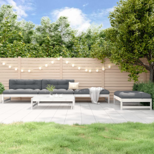 vidaXL 5 részes fehér tömör fenyőfa kerti pihenőgarnitúra kerti bútor