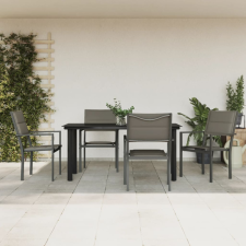 vidaXL 5 részes fekete acél és textilén kerti étkezőgarnitúra kerti bútor