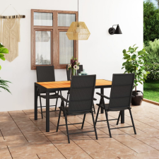 vidaXL 5 részes fekete-barna kerti étkezőgarnitúra kerti bútor