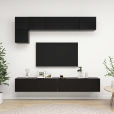 vidaXL 5 részes fekete forgácslap TV-szekrényszett bútor