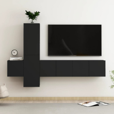 vidaXL 5 részes fekete forgácslap TV-szekrényszett bútor