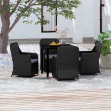 vidaXL 5 részes fekete kerti étkezőgarnitúra párnákkal kerti bútor