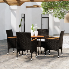 vidaXL 5 részes fekete polyrattan kerti étkezőgarnitúra kerti bútor