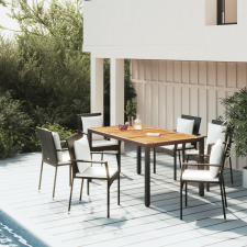 vidaXL 5 részes fekete polyrattan kerti étkezőgarnitúra párnákkal kerti bútor