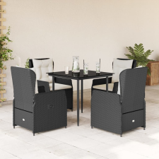 vidaXL 5 részes fekete polyrattan kerti étkezőgarnitúra párnákkal kerti bútor