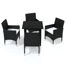 vidaXL 5 részes fekete polyrattan kerti étkezőgarnitúra párnákkal (3094974) kerti bútor