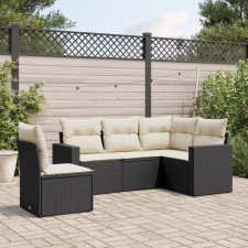 vidaXL 5 részes fekete polyrattan kerti kanapészett párnákkal kerti bútor