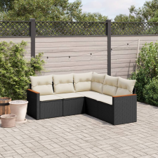 vidaXL 5 részes fekete polyrattan kerti kanapészett párnákkal kerti bútor
