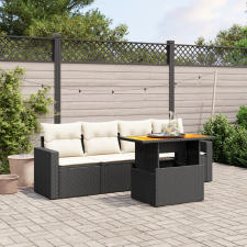 vidaXL 5 részes fekete polyrattan kerti kanapészett párnákkal kerti bútor