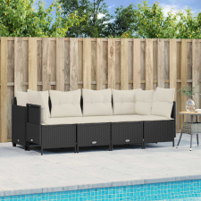 vidaXL 5 részes fekete polyrattan kerti kanapészett párnákkal kerti bútor