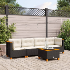 vidaXL 5 részes fekete polyrattan kerti kanapészett párnákkal kerti bútor