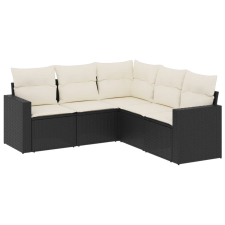 vidaXL 5 részes fekete polyrattan kerti kanapészett párnákkal (3218936) kerti bútor