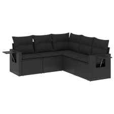 vidaXL 5 részes fekete polyrattan kerti kanapészett párnákkal (3220144) kerti bútor