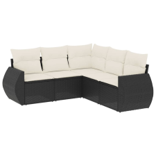 vidaXL 5 részes fekete polyrattan kerti kanapészett párnákkal (3221345) kerti bútor