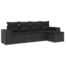 vidaXL 5 részes fekete polyrattan kerti kanapészett párnákkal (3222484) kerti bútor