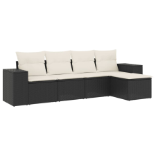 vidaXL 5 részes fekete polyrattan kerti kanapészett párnákkal (3222485) kerti bútor