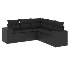 vidaXL 5 részes fekete polyrattan kerti kanapészett párnákkal (3222544) kerti bútor