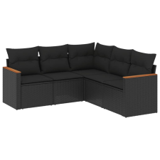 vidaXL 5 részes fekete polyrattan kerti kanapészett párnákkal (3225957) kerti bútor