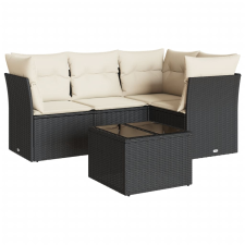 vidaXL 5 részes fekete polyrattan kerti kanapészett párnákkal (3249425) kerti bútor