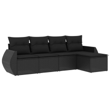 vidaXL 5 részes fekete polyrattan kerti kanapészett párnákkal (3253622) kerti bútor