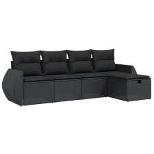 vidaXL 5 részes fekete polyrattan kerti kanapészett párnákkal (3264081) kerti bútor