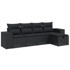 vidaXL 5 részes fekete polyrattan kerti kanapészett párnákkal (3264391) kerti bútor