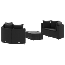 vidaXL 5 részes fekete polyrattan kerti kanapészett párnákkal (3308443) kerti bútor