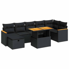 vidaXL 5 részes fekete polyrattan kerti kanapészett párnákkal (3328119) kerti bútor
