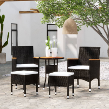 vidaXL 5 részes fekete polyrattan kerti ülőgarnitúra kerti bútor