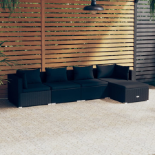 vidaXL 5 részes fekete polyrattan kerti ülőgarnitúra párnákkal kerti bútor