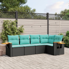 vidaXL 5 részes fekete polyrattan kerti ülőgarnitúra párnával kerti bútor