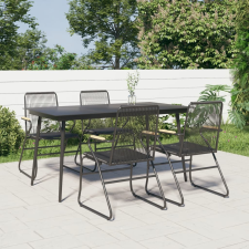 vidaXL 5 részes fekete PVC rattan kerti étkezőgarnitúra kerti bútor