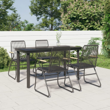 vidaXL 5 részes fekete PVC rattan kerti étkezőgarnitúra kerti bútor