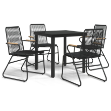 vidaXL 5 részes fekete PVC rattan kerti étkezőgarnitúra (3099210) kerti bútor