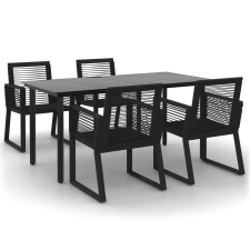 vidaXL 5 részes fekete PVC rattan kerti étkezőgarnitúra (3156544) kerti bútor