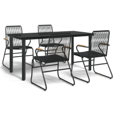 vidaXL 5 részes fekete PVC rattan kerti étkezőgarnitúra (3156572) kerti bútor