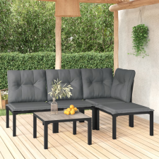 vidaXL 5-részes fekete-szürke polyrattan kerti ülőgarnitúra kerti bútor