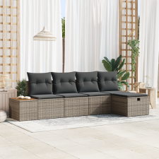 vidaXL 5 Részes Kert Kanapé Szett Párnákkal Szürke Poly Rattan kerti bútor
