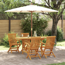 vidaXL 5 részes kerti étkező szett tömör teakfából kerti bútor