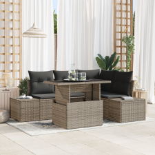 vidaXL 5 részes kerti kanapészett párnákkal, szürke poli rattan kerti bútor