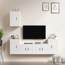 vidaXL 5 részes magasfényű fehér szerelt fa TV-szekrényszett bútor