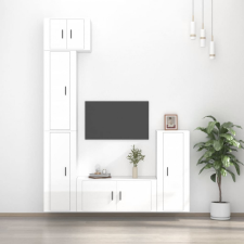 vidaXL 5 részes magasfényű fehér szerelt fa TV-szekrényszett bútor