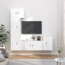 vidaXL 5 részes magasfényű fehér szerelt fa TV-szekrényszett bútor