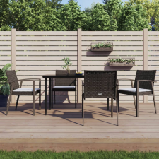 vidaXL 5-részes polyrattan és acél kerti étkezőgarnitúra párnával kerti bútor